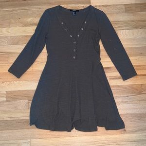 FOREVER21 olive green dress with silver snaps